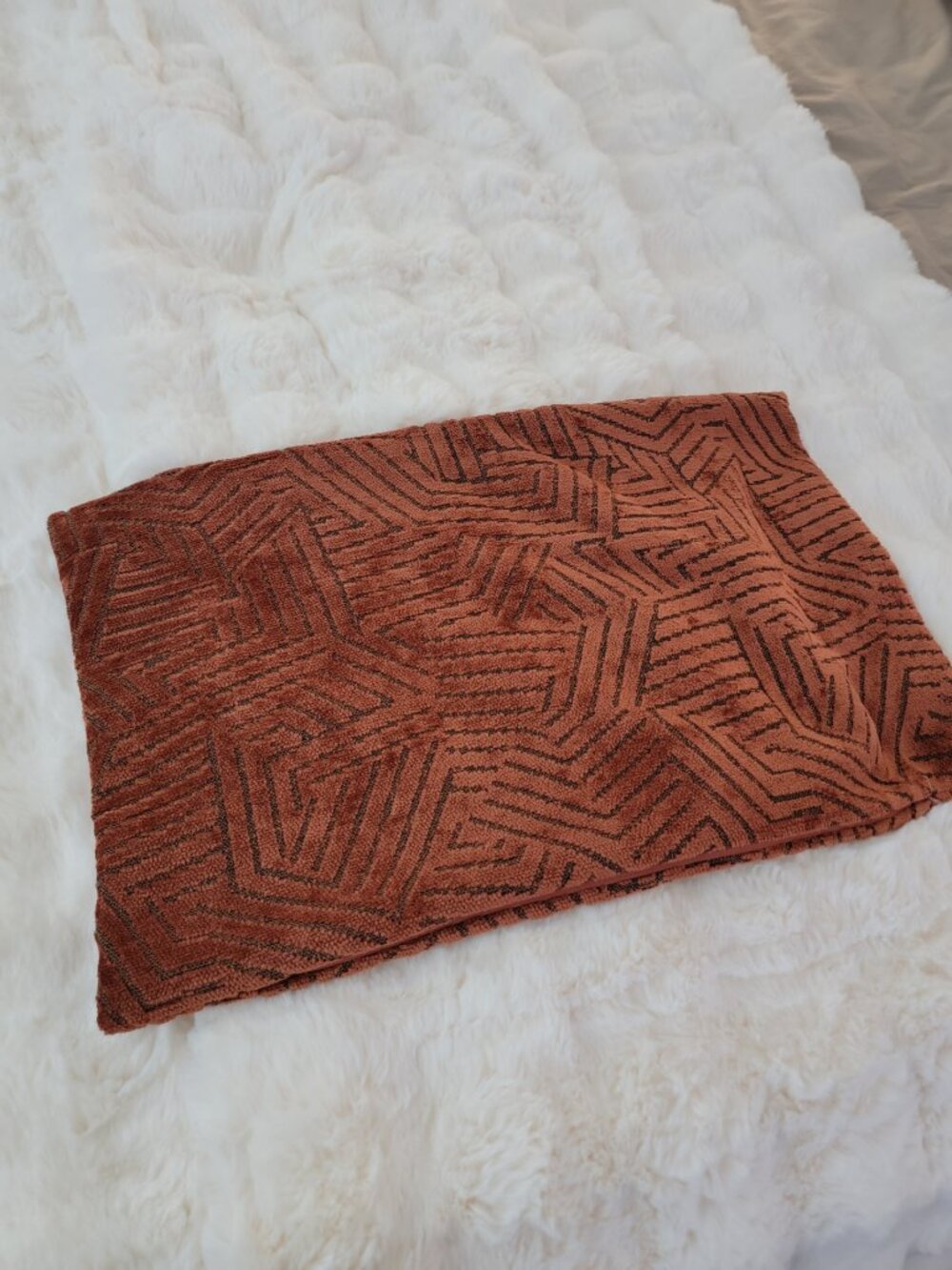 Rust textured lumbar pillow cover